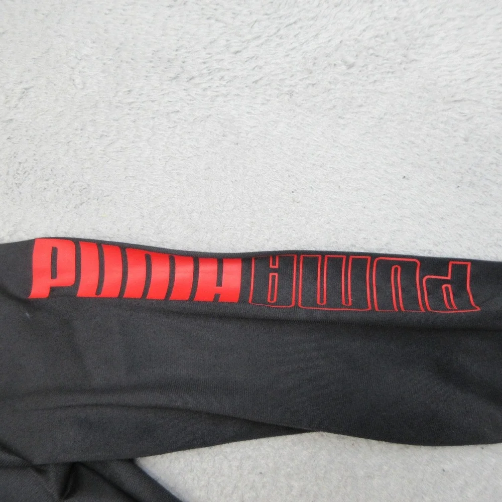 PUMA Track Jacket Youth Large Black Red Full Zip Logo Sleeve Athletic Sport